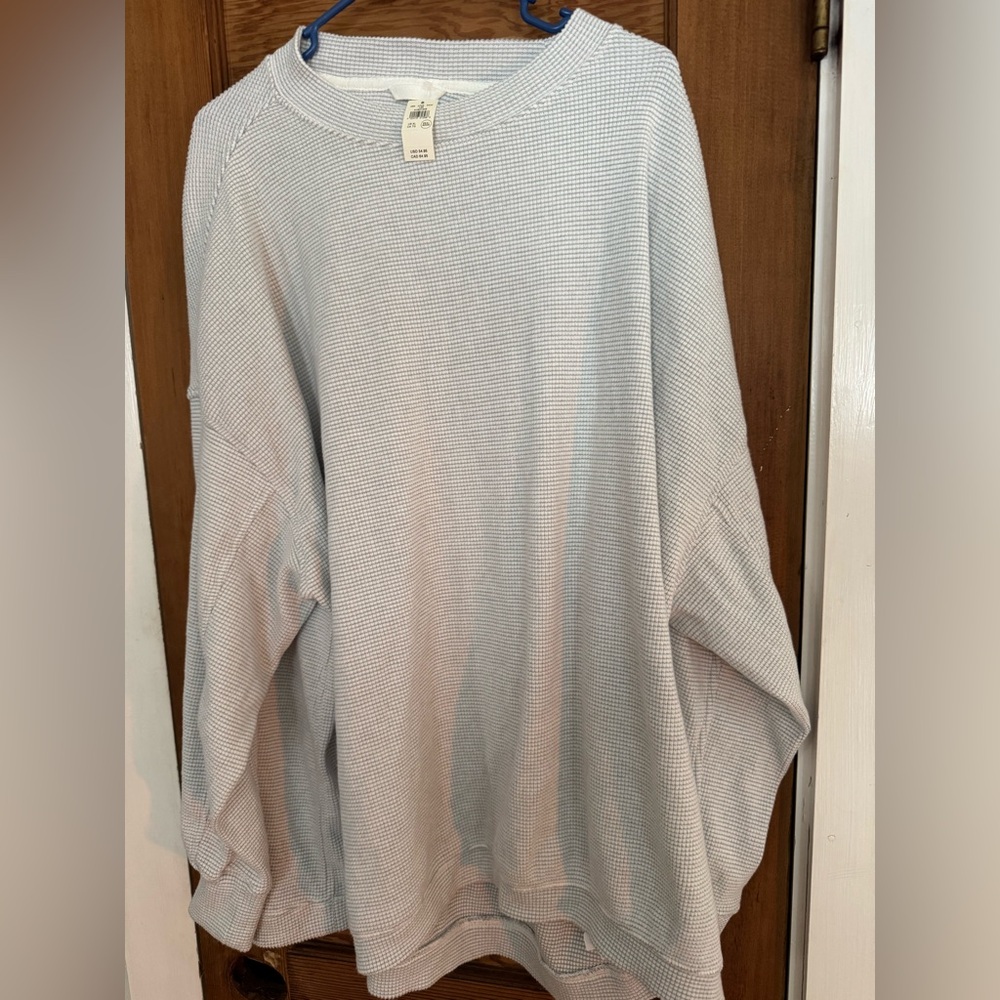 Aerie Light Gray Waffle Knit Top